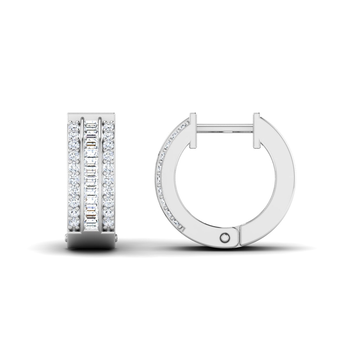 ROUND AND BAGUETTE HOOP [925 silver]